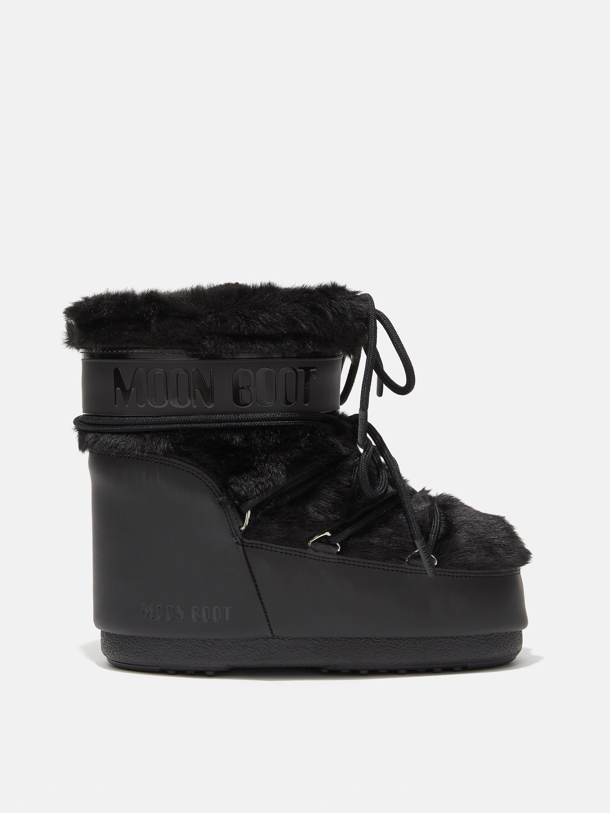 Icon Low Faux Fur Black Botas Uso Diario Unisex Moon Boot