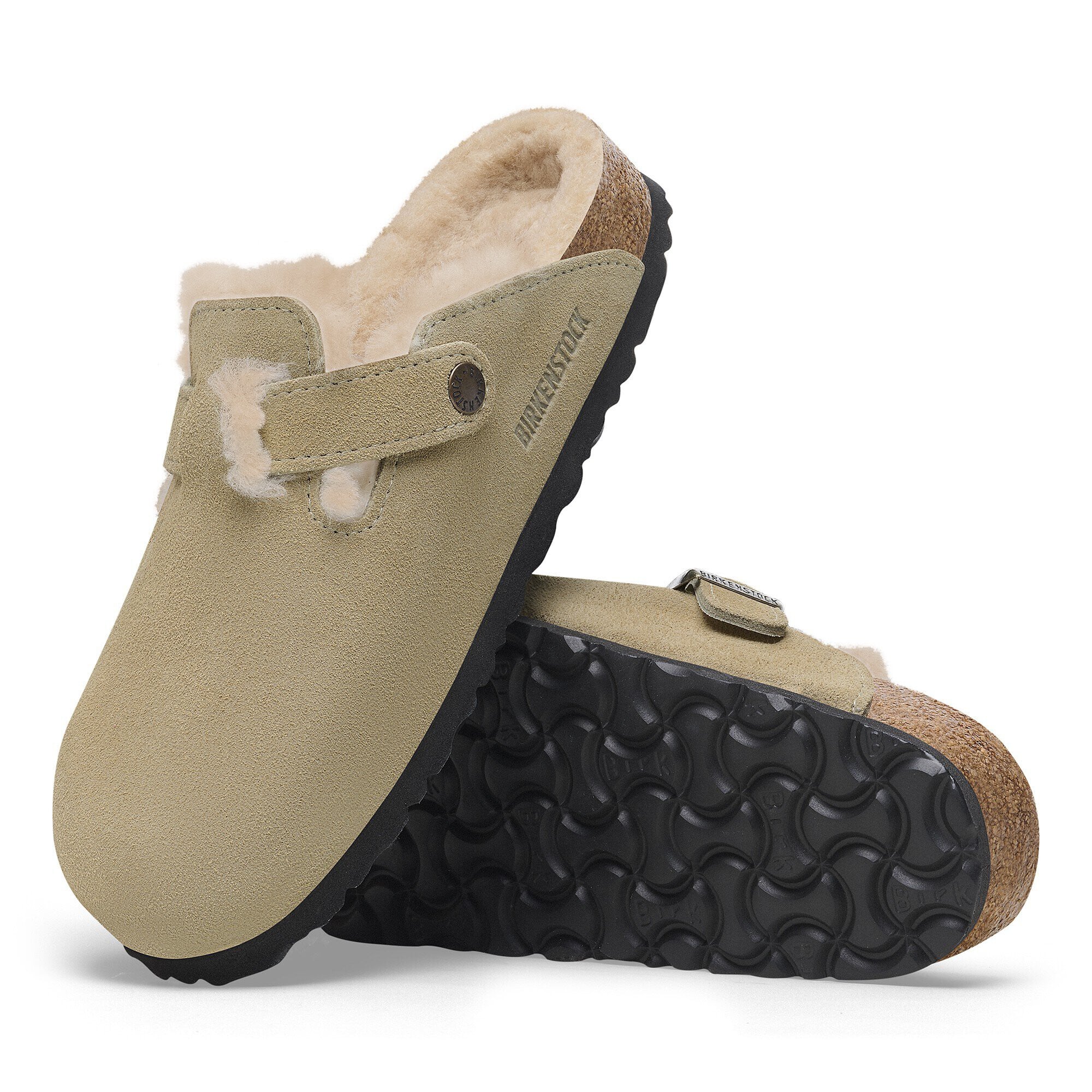 Zueco Boston Lana de borrego Ante Taupe Horma Regular Gris