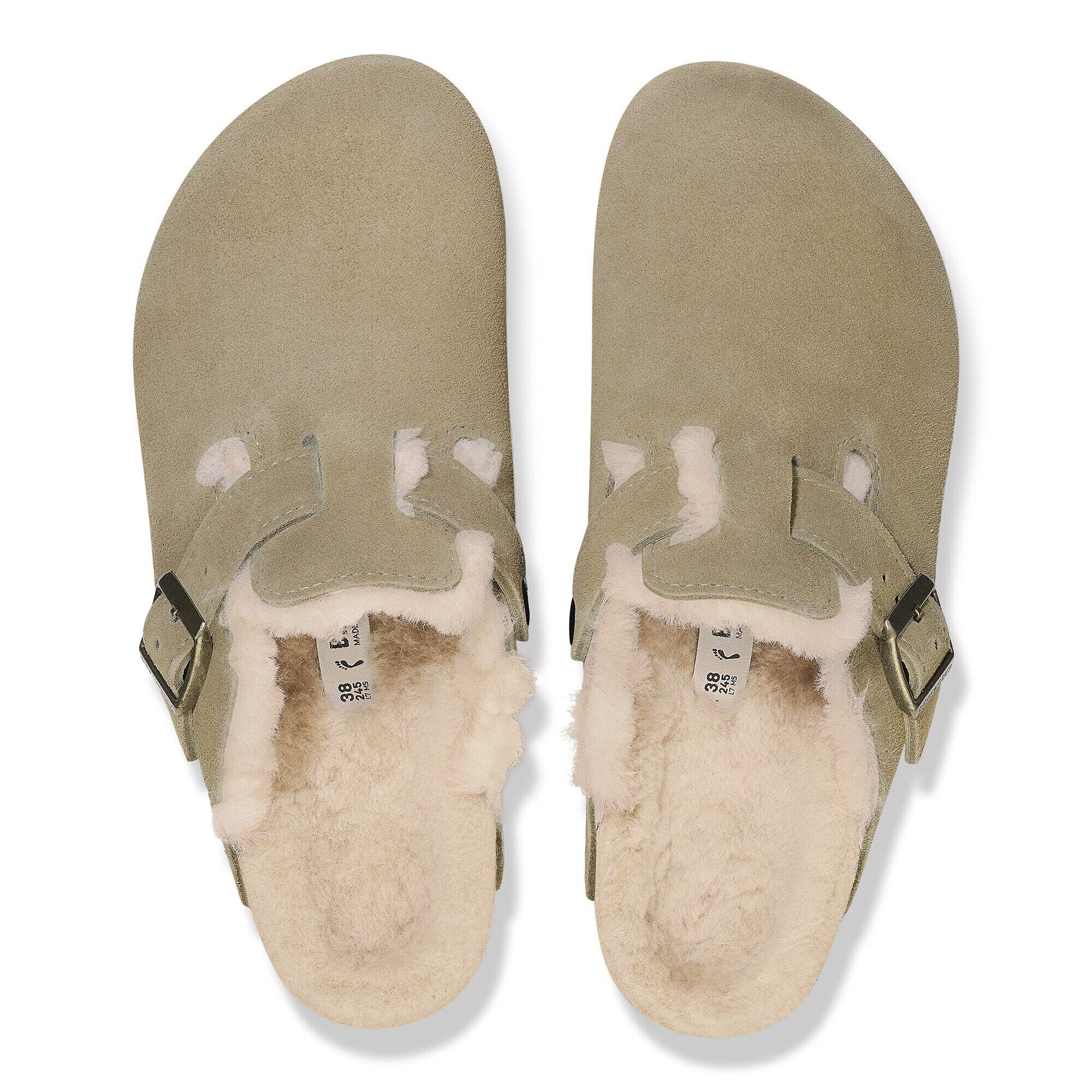 Zueco Boston Lana de borrego Ante Taupe Horma Regular Gris