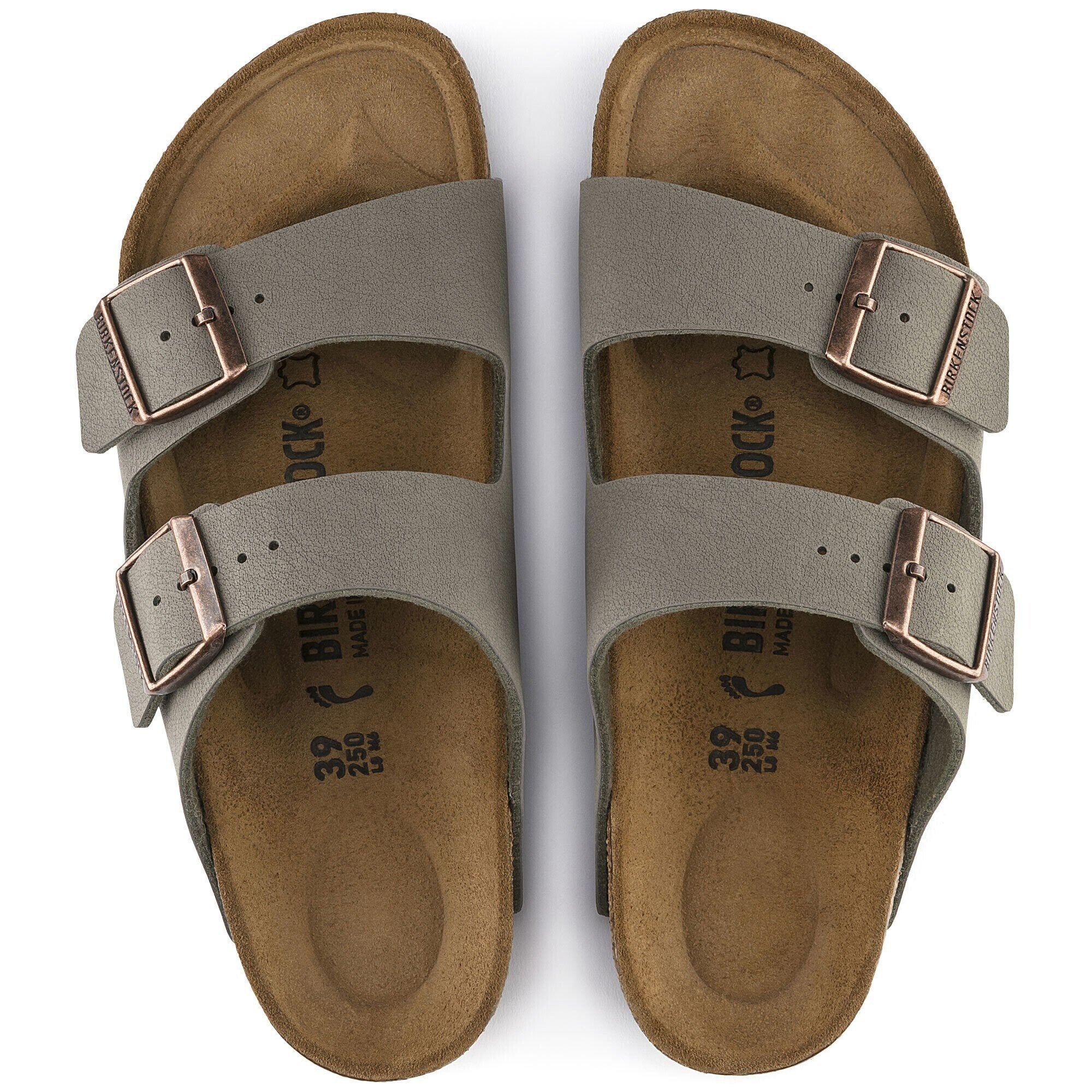 Sandalia Arizona Birko-Flor Nubuck Stone Horma Angosta Gris