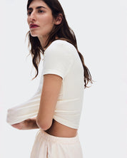 Polera On All-Day Ribbed T-Shirt Mujer Beige