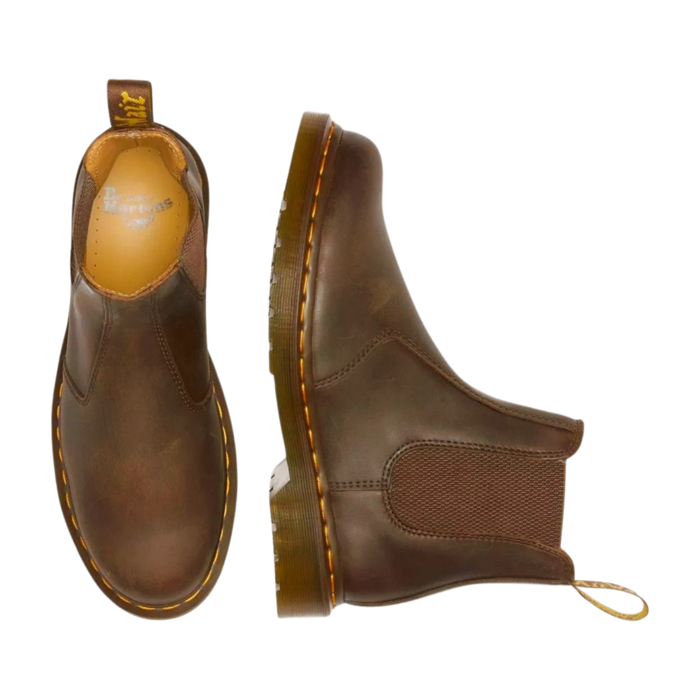 Bota 2976 Yellow Stitch de Cuero Crazy Horse Dr. Martens