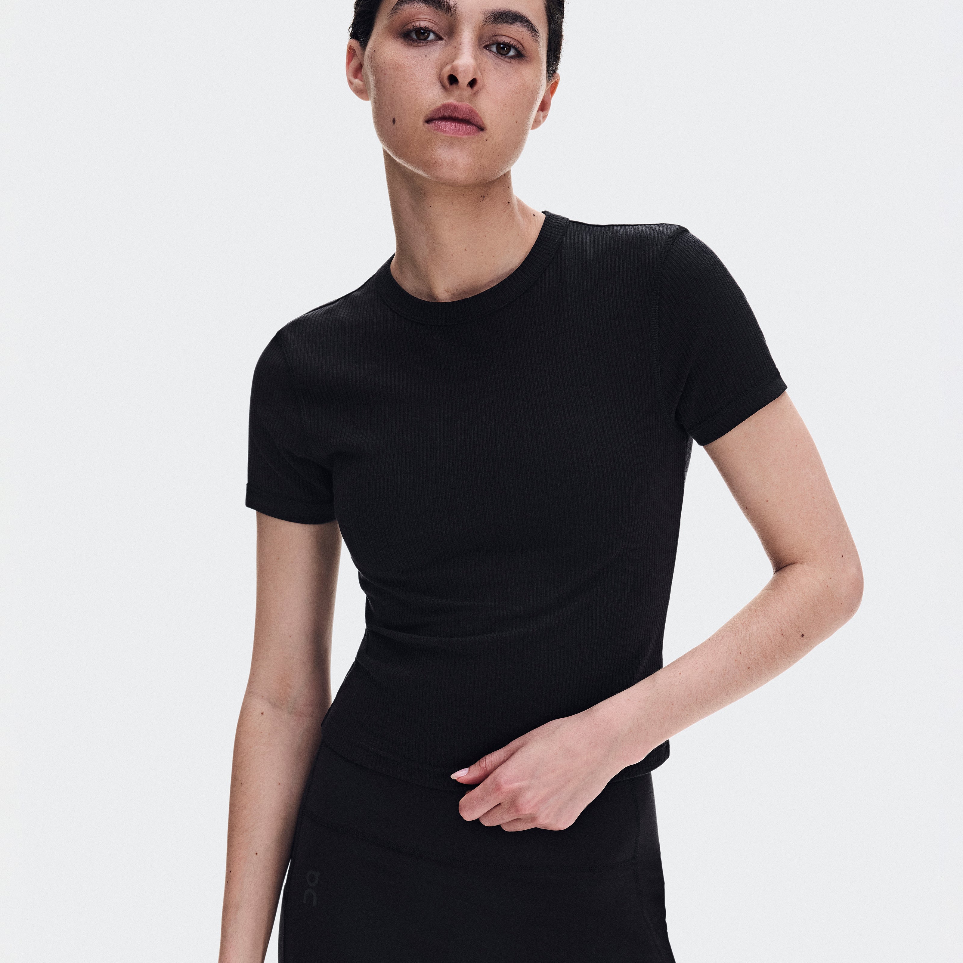 Polera On All-Day Ribbed T-Shirt Mujer Negro
