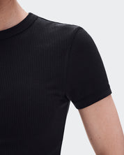 Polera On All-Day Ribbed T-Shirt Mujer Negro
