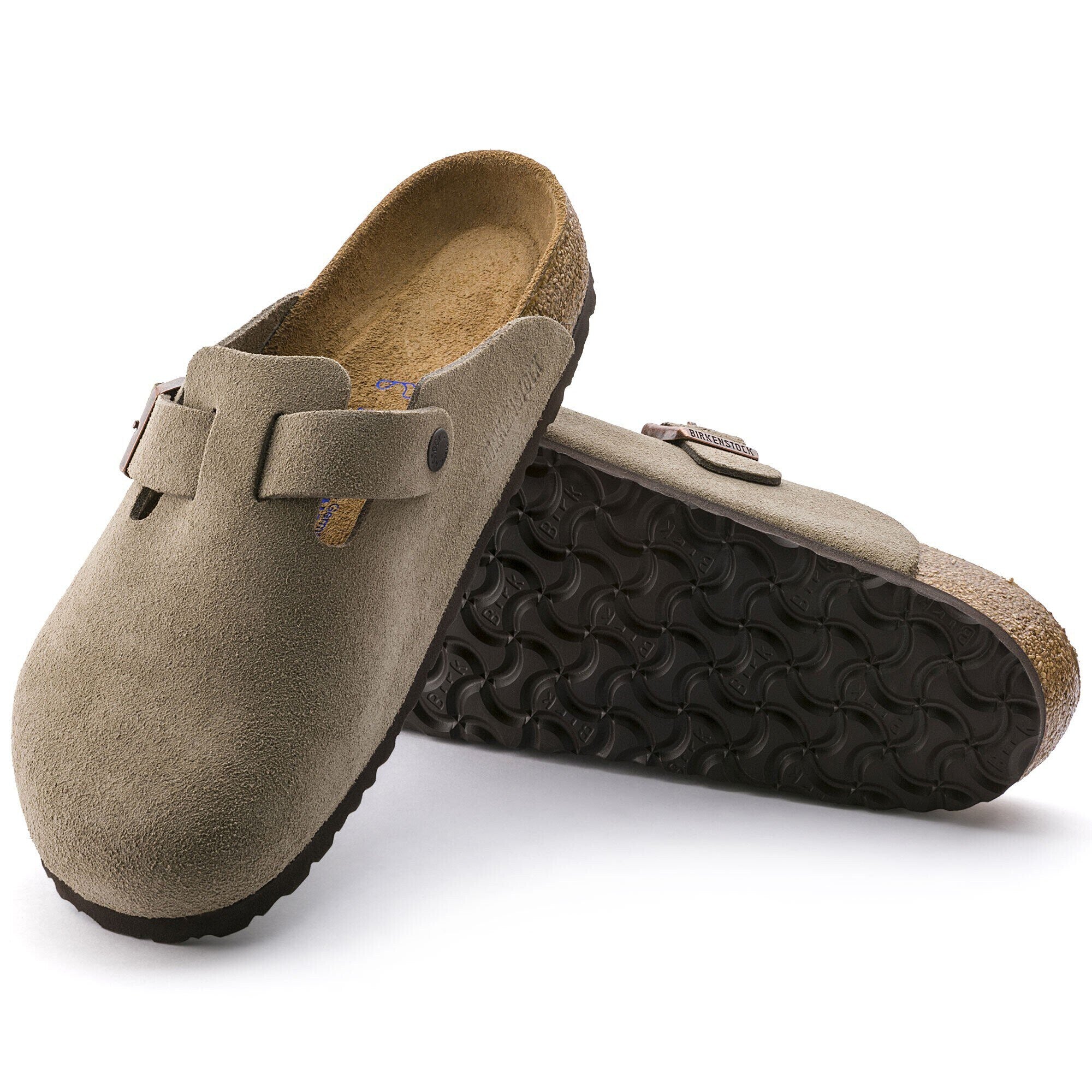 Zueco Boston Plantilla blanda Ante Taupe Horma Angosta Gris