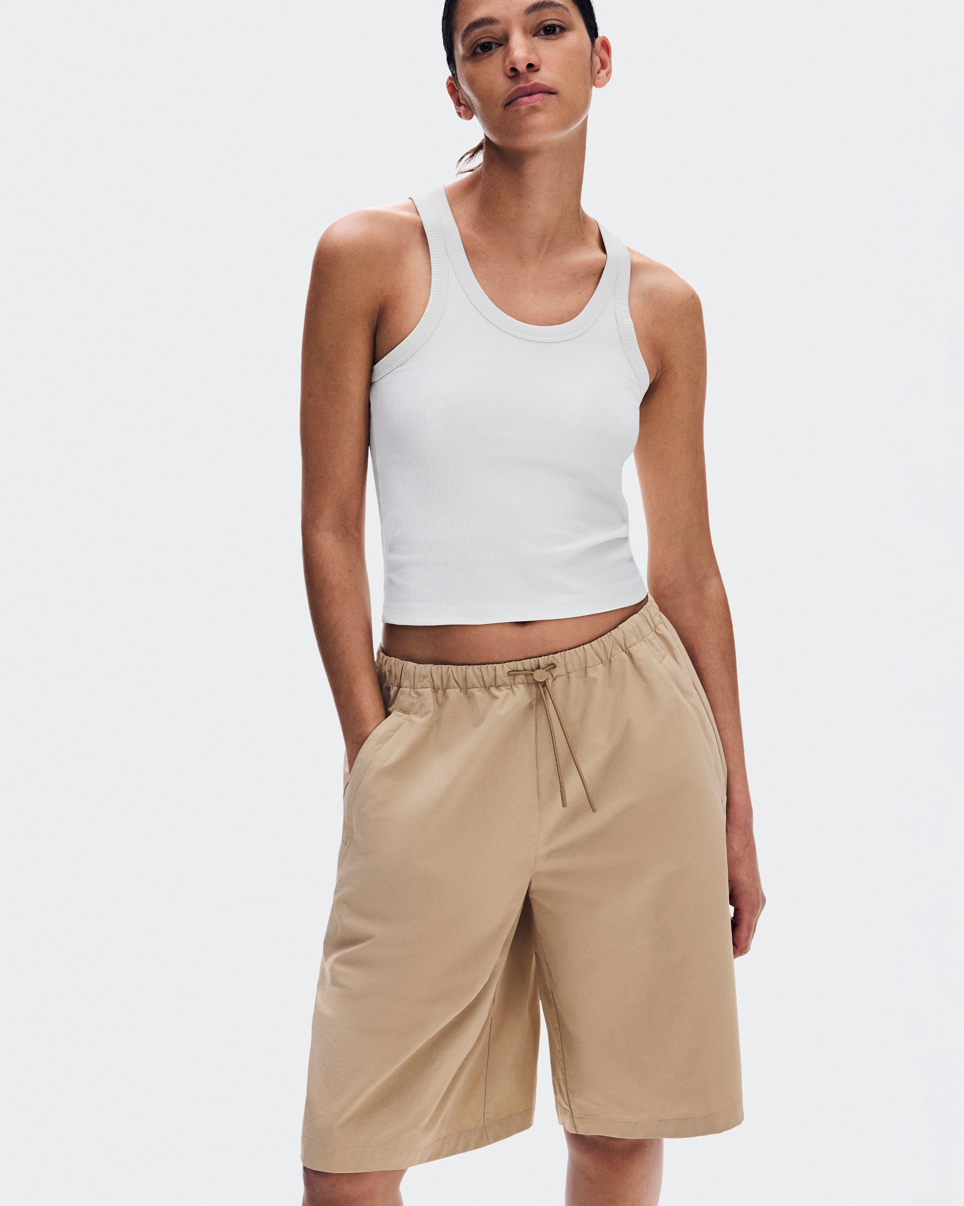 Polera On All-Day Ribbed Tank Mujer Blanco