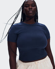 Polera On All-Day Ribbed T-Shirt Mujer Azul