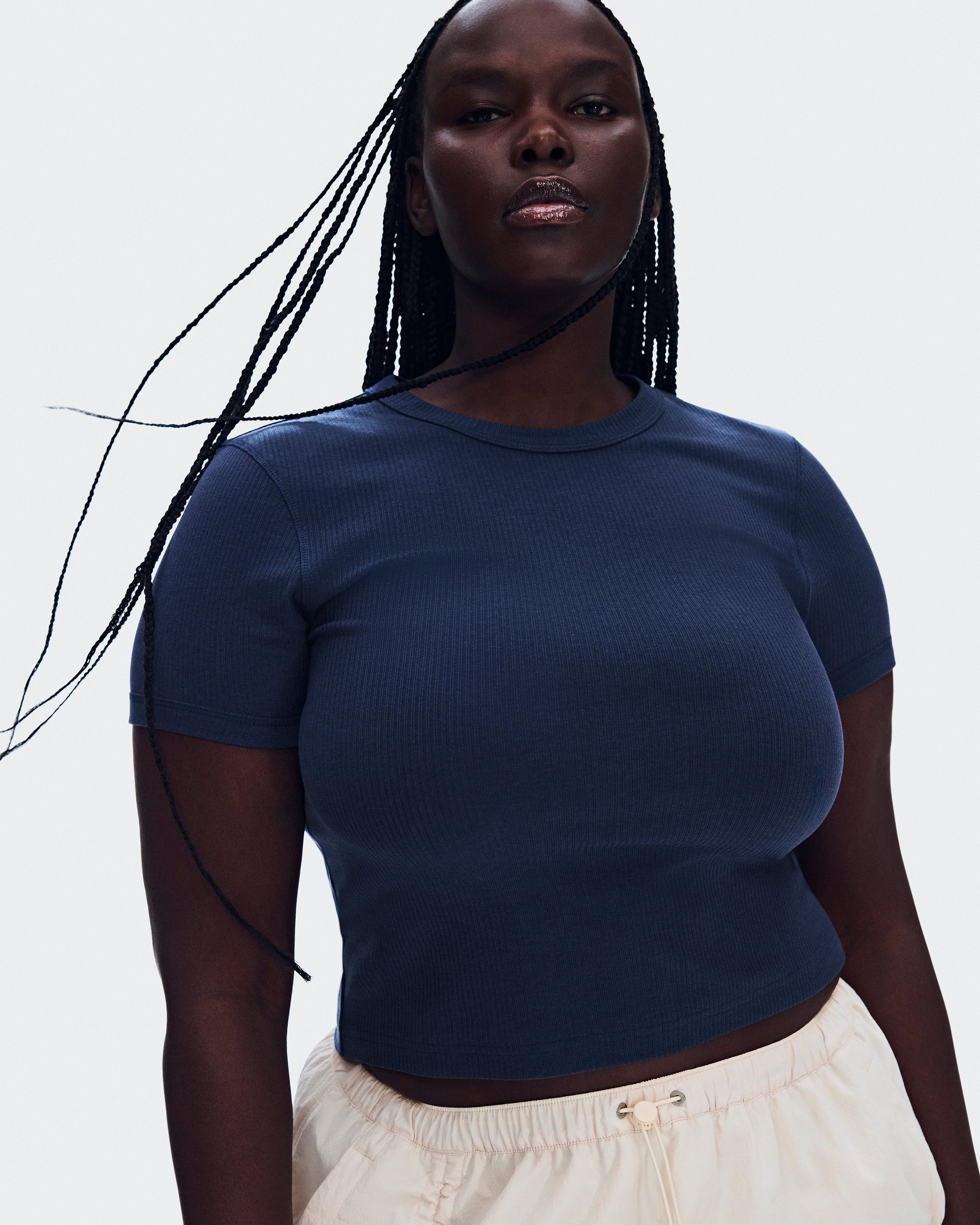 Polera On All-Day Ribbed T-Shirt Mujer Azul
