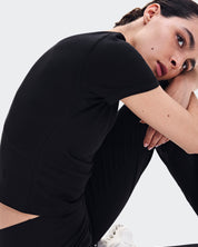 Polera On All-Day Ribbed T-Shirt Mujer Negro