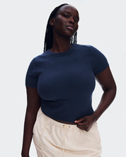 Polera On All-Day Ribbed T-Shirt Mujer Azul