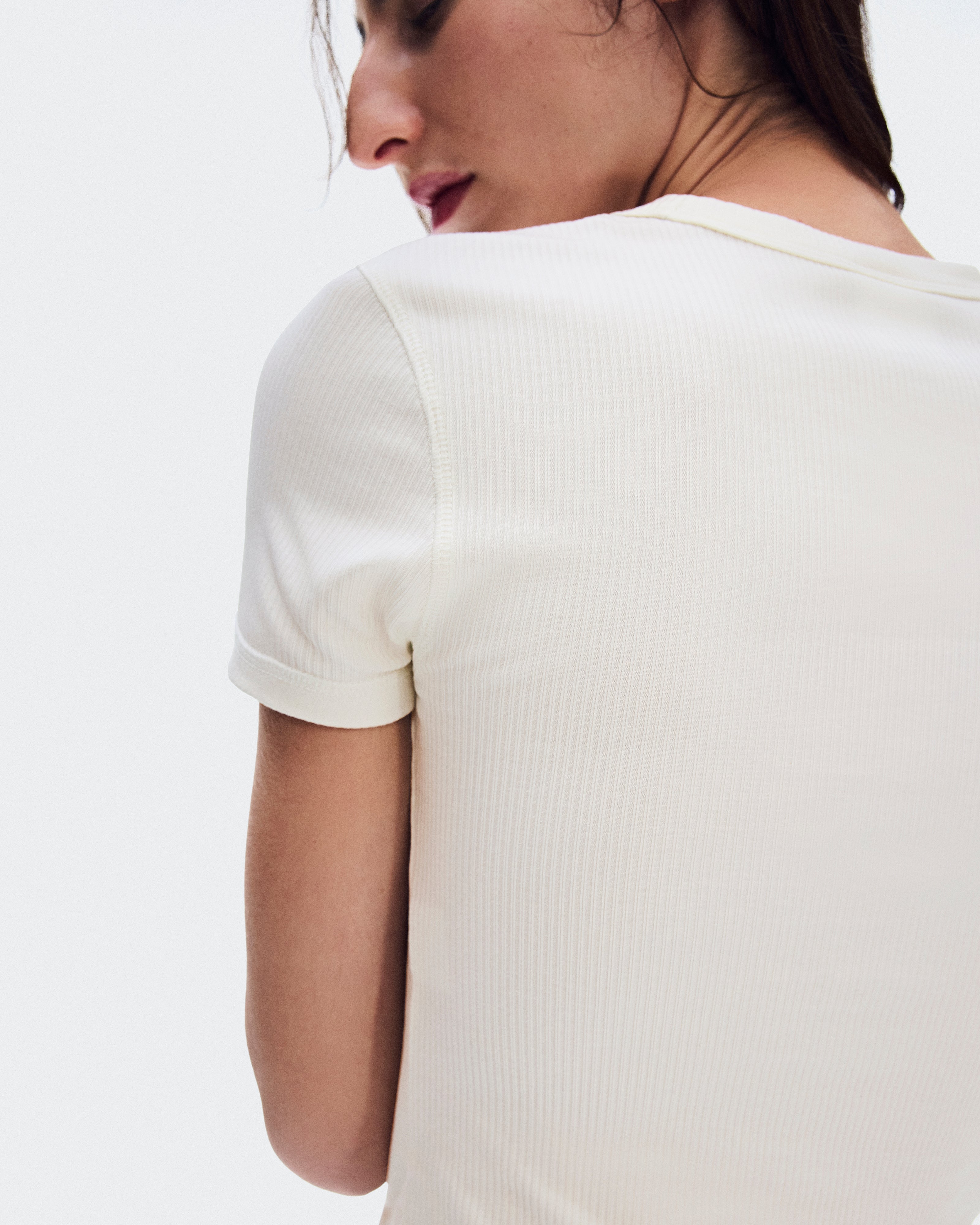 Polera On All-Day Ribbed T-Shirt Mujer Beige