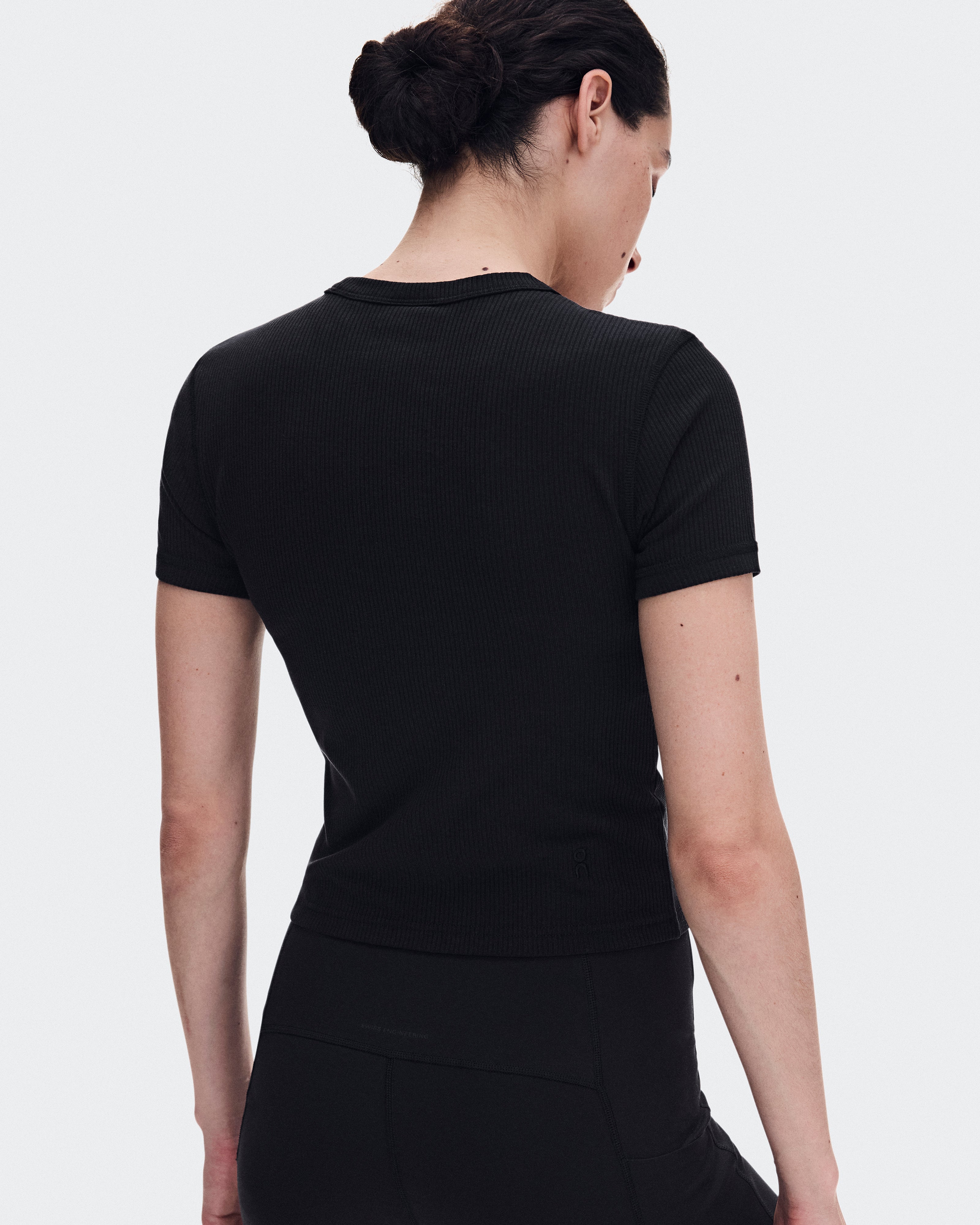 Polera On All-Day Ribbed T-Shirt Mujer Negro