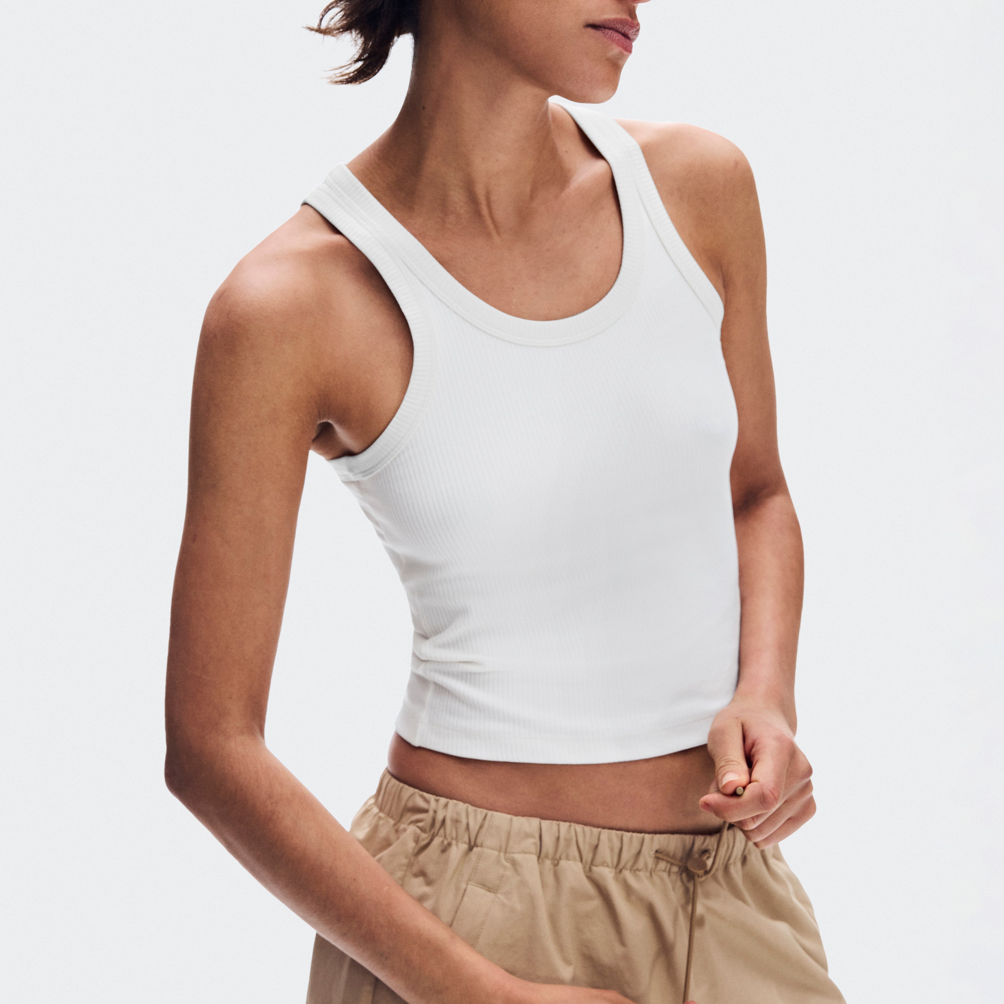 Polera On All-Day Ribbed Tank Mujer Blanco