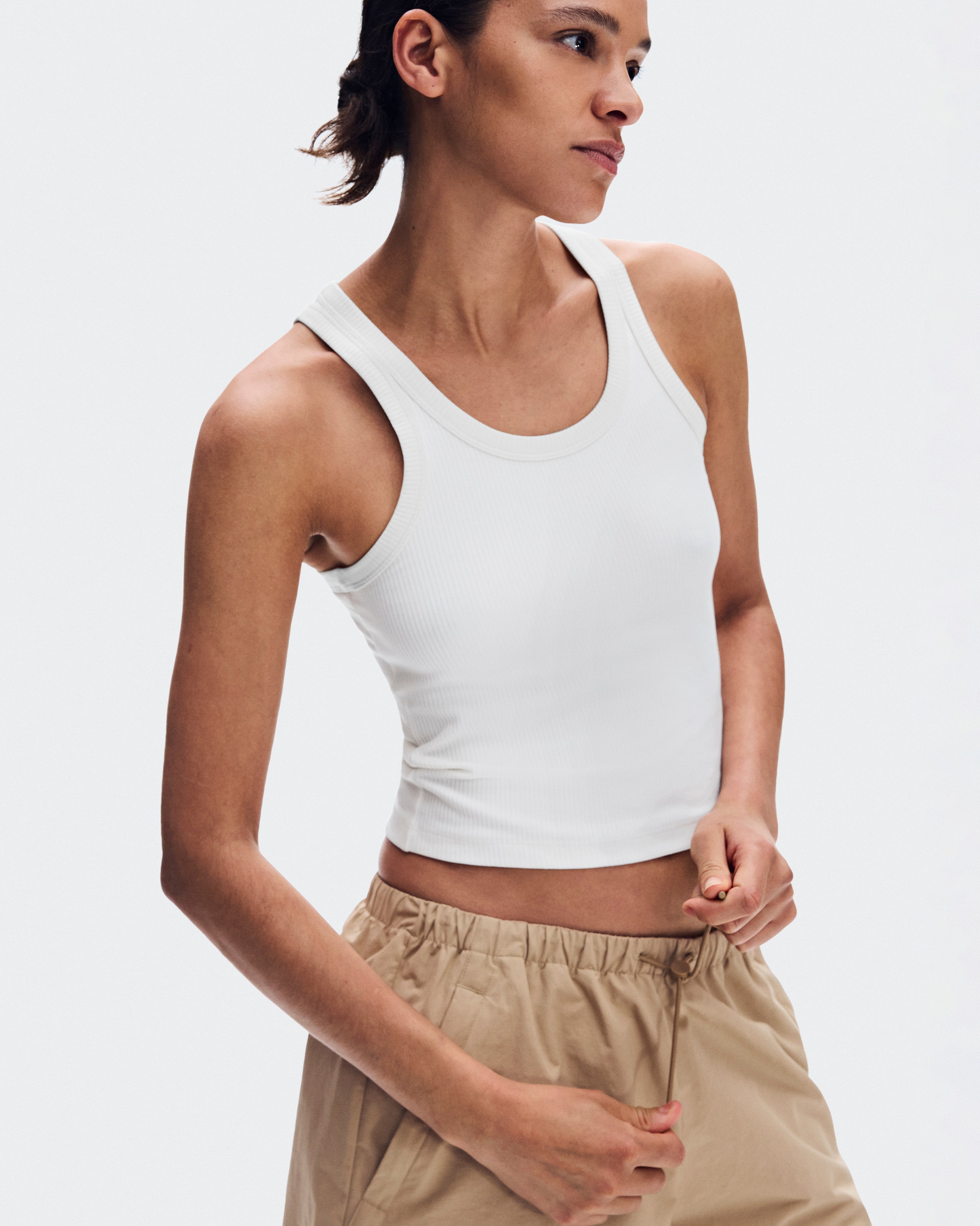 Polera On All-Day Ribbed Tank Mujer Blanco