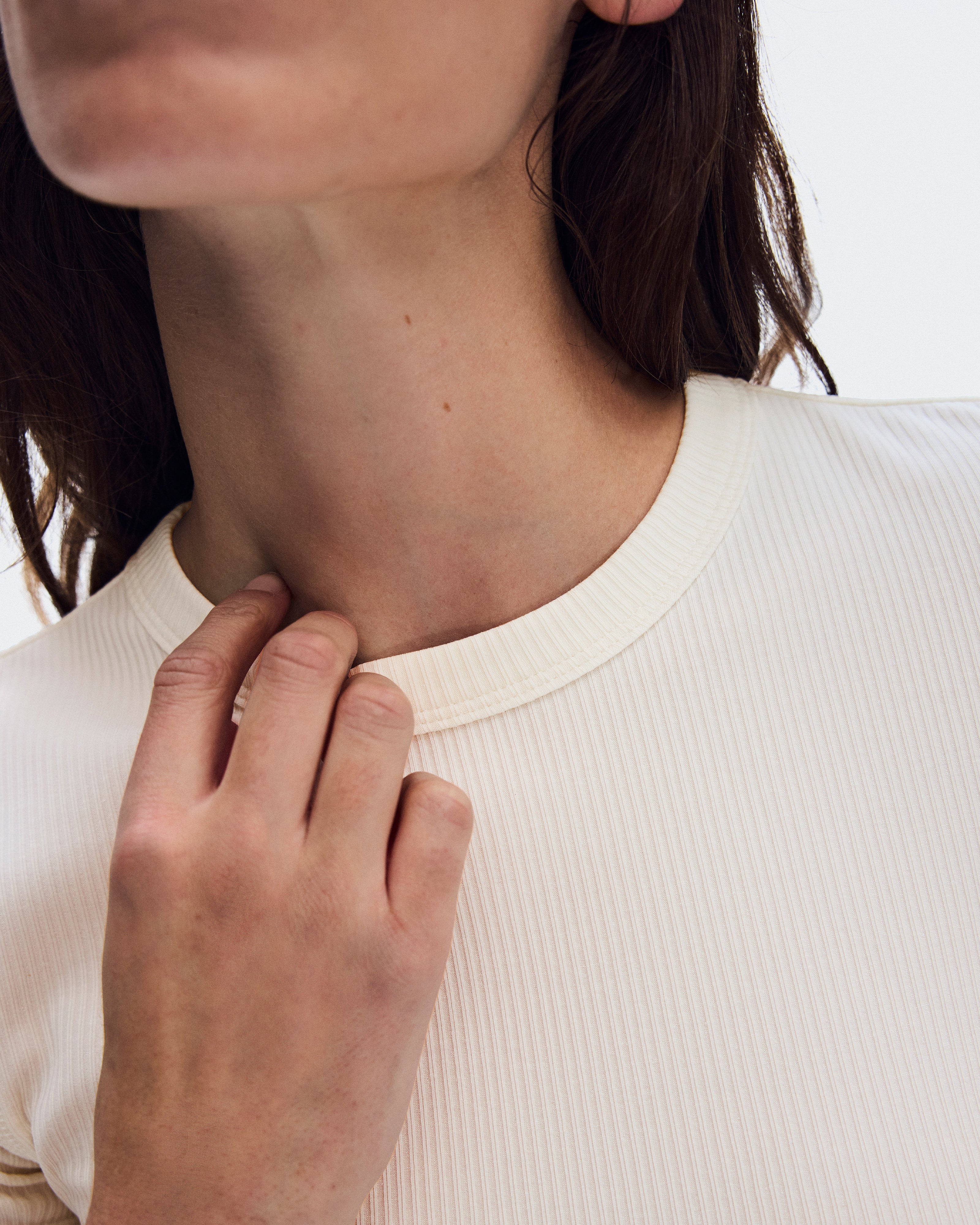 Polera On All-Day Ribbed T-Shirt Mujer Beige