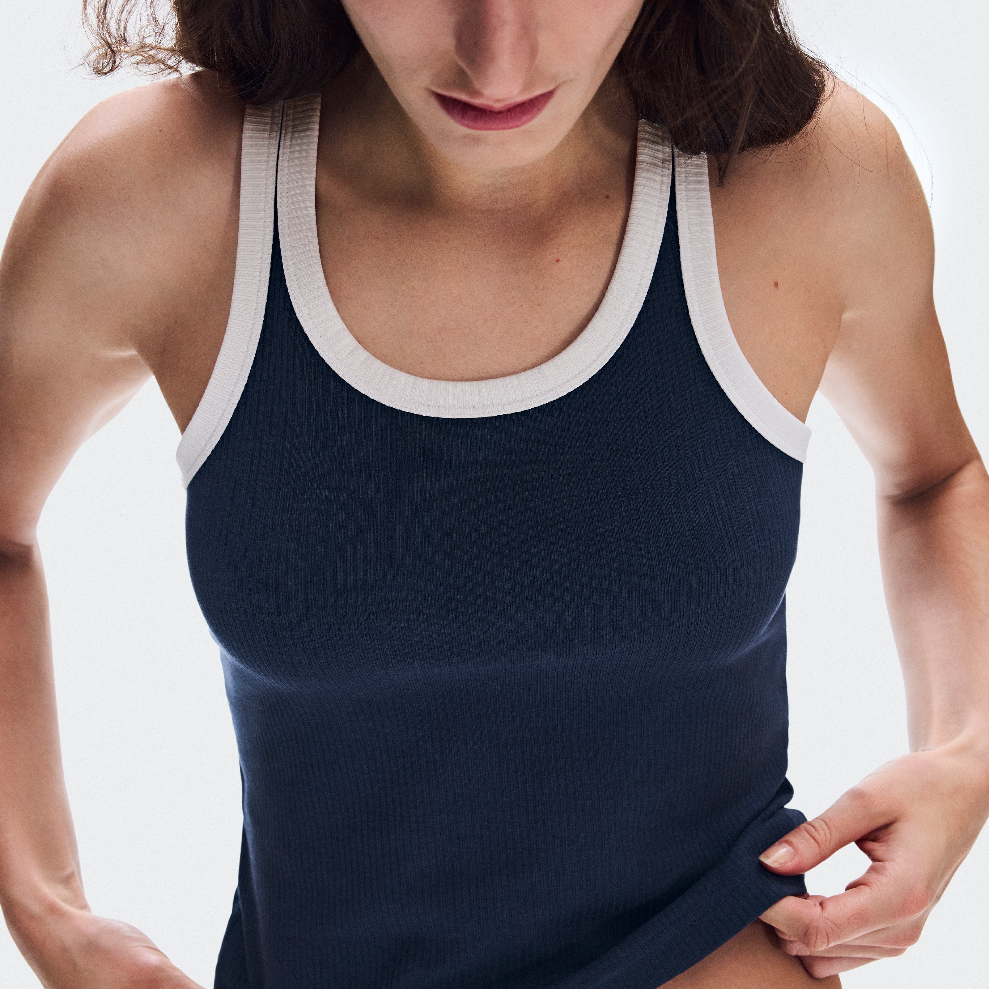 Polera On All-Day Ribbed Tank Mujer Azul